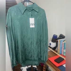 Zara oversized button up with paisley pattern! NWT